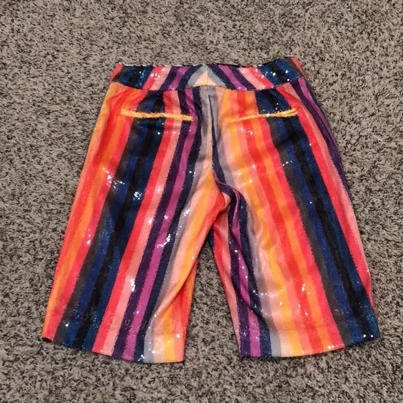 Le Superbe Epic Sequin Rainbow Striped Bermuda Shorts Size 0 - Picture 4 of 10